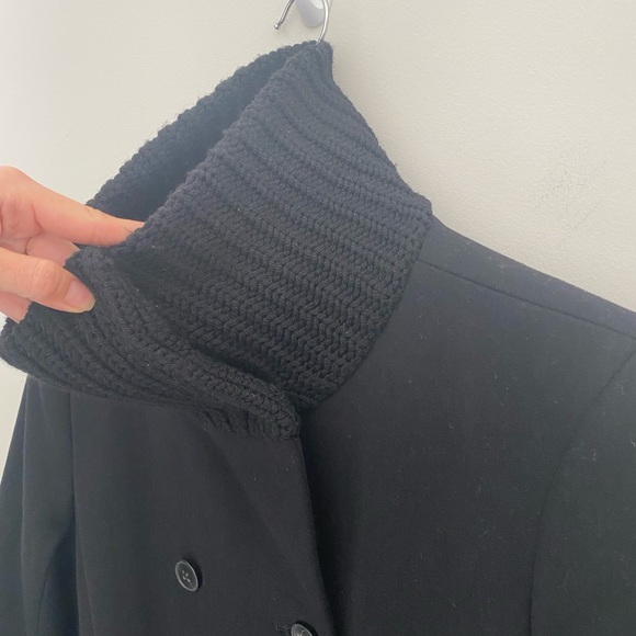 Theory Chunky rib knit virgin wool cashmere blend black coat size Large - Picture 5 of 11